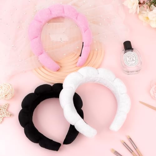 3 Pack Spa Headbands - Terry Cloth Puffy Hair Bands for Skincare, Makeup, and Face Washing - Image 7