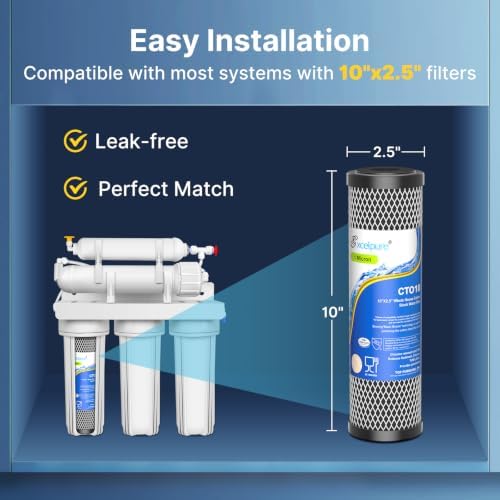 EXCELPURE 1 Micron 10" x 2.5" Whole House CTO Carbon Water Filter, 2PACK - Image 6