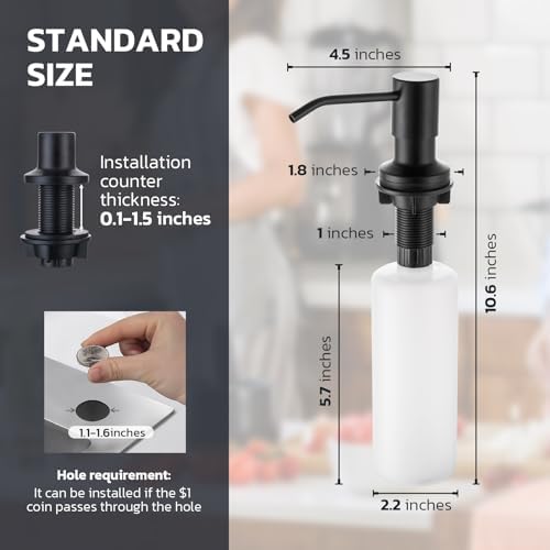 WEWE Kitchen Faucet with Soap Dispenser, Stainless Steel, Matte Black - Image 7