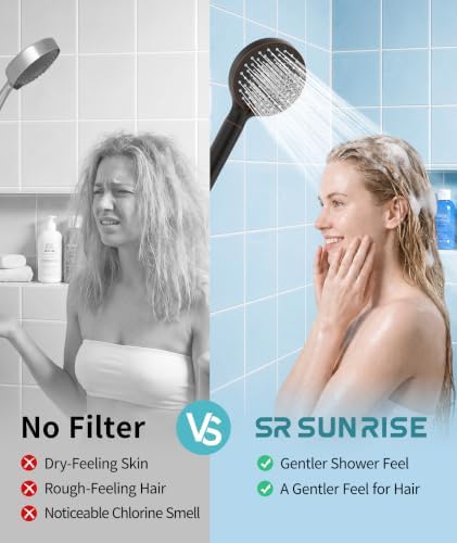 SR SUN RISE Filtered Shower Head with Handheld High Pressure 9 Spray Mode Showerhead Detachable Shower Head Water Softener Filters Beads for Hard Water Remove Chlorine 4 Filters Black Brown - Image 6