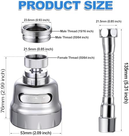 Kitchen Sink Faucet Sprayer Attachment, Movable Kitchen Tap Head 360° Rotatable, Anti-Splash Sink Sprayer Faucet Nozzle Head, Water Saving Faucet Aerator - Image 6