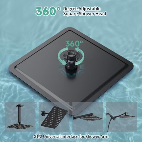 SR SUN RISE 10 Inch Rain Shower Head Matte Black 304 Stailess Steel High Pressure Rainfall Showerhead - Image 6