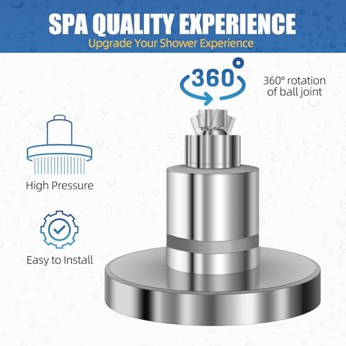 Filtered Shower Head High Pressure Output with for Hard Water- Removes Chlorine & Heavy Metals, Anti-Clogging Silicone Nozzles Bathroom Adjustable Replacement Rain ShowerHead Improve Skin Hair - Image 6