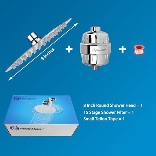 NearMoon Shower Head and 15 Stage Shower Filter Combo, High Pressure Filtered Shower for Hard Water, Improves the Condition of Your Skin, Hair (8 Inch, Chrome) - Image 6