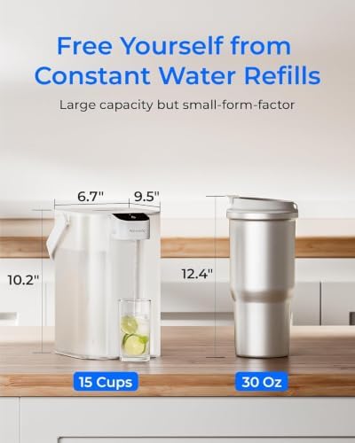 Waterdrop ED01W Electric Water Filter Pitcher with 2 Filters, 15-Cup, White - Image 7