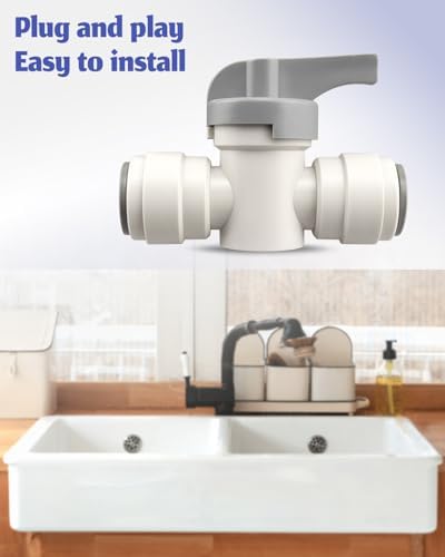5 Pack Acetal Copolymer 1/2" Tube OD Tube Fitting With Rotary Switch Fit for RO Water Filter System, Hand Shut Off Valve - Image 6