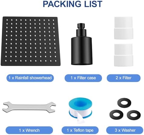Filtered Shower Head for Hard Water, All-Metal High Pressure Rain Showerhead with 2 Premium Filters, Removes Chlorine & Harmful Substances, Adjustable Replacement, Matte Black - Image 7
