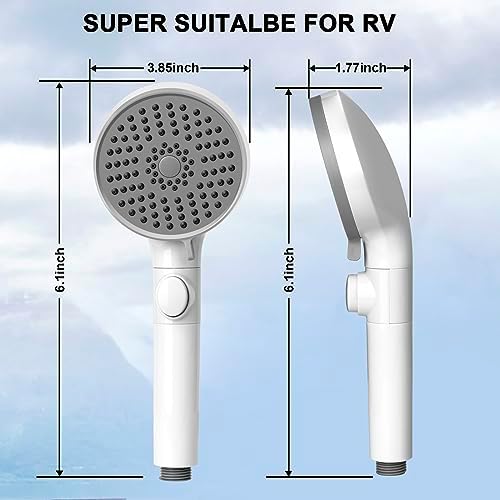 RV Shower Head with Hose, High Pressure 5 Mode Shower head Replacement, Showerheads for RV/Campers, Travel Trailer, Motorhome for Water Saving, Shower Head Holder and Hose, On Off Switch, White - Image 6