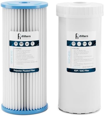 iFilters 4.5" x 10" Sediment & KDF/GAC Whole House Filter Set by iFilters