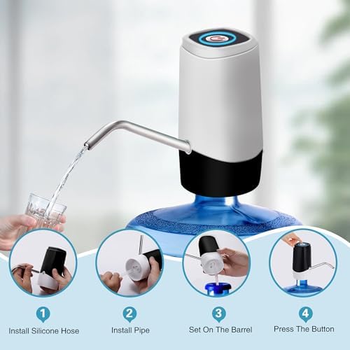 Korser Water Dispenser for 5 Gallon Bottle, Automatic Electric Water Jug Dispenser, Rechargeable Water Dispenser Pump, USB Charging Portable 2-5 Gallon Water Pump for Kitchen, Camping - Image 6