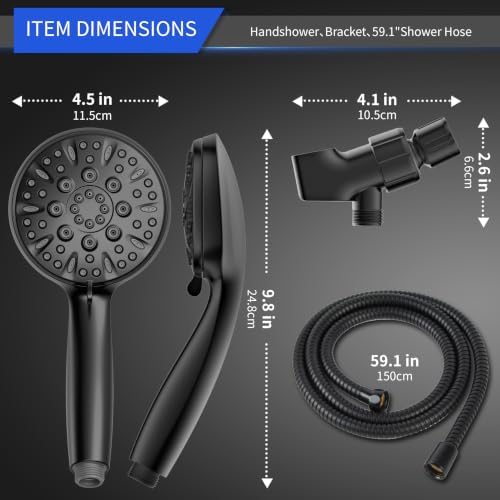 Matte Black Shower Head, 6 Spray Modes Handheld Showerhead - Image 6