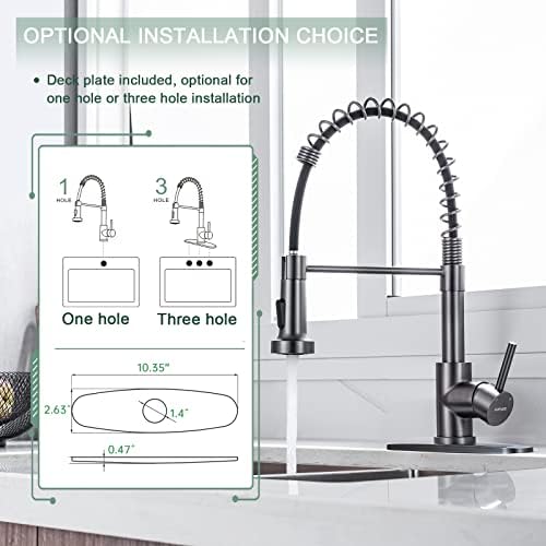 WEWE Pull-Down Kitchen Faucet, 2-Mode Sprayer, Matte Gray, High Arc - Image 6