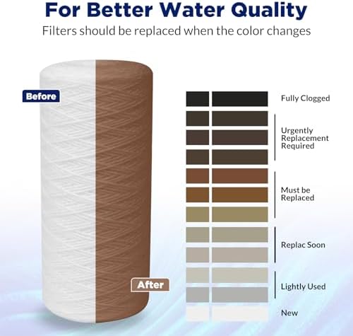 Membrane Solutions 1 Micron 10"x4.5" String Wound Whole House Water Filter Replacement Cartridge Universal Sediment Filters for Well Water - 4 Pack - Image 6