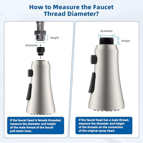 Hibbent Kitchen Faucet Spray Head, 3-Function Nozzle, Brushed Nickel - Image 6