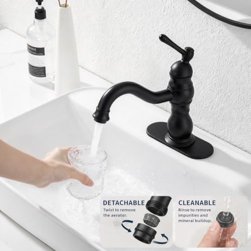 Matte Black Bathroom Faucet Single Handle One Hole - Image 6