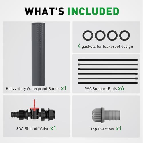 Yesker Collapsible Rain Barrel, 53 Gallon Portable Rainwater Collection System, 550D PVC Water Storage Tank, Rain Catcher with Spigots Filter Overflow Kit, Grey - Image 7