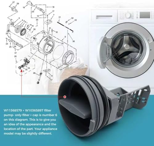 W10365897 W11568579 Washer Filter Pump Cap for Whirlpool KitchenAid Maytag Jenn-Air Inglis and Magic Chef Crosley Amana Heavy DUTY for Old and New Models and Serials 50 and 60 Hertz for Models - Image 7