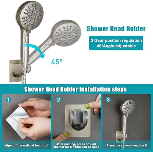 GwernKB Handheld Shower Head with ON OFF Switch & 79in Stainless Steel Hose - Image 7