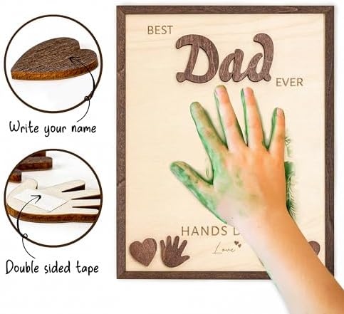 10" Fathers Gift for Dad from Kids, Custom Fathers Day Best Dad Ever gifts Hands Down Sign, Personalized Fathers Day Dads Gift from kids daughter son, First fathers day Daddy gift for new dad / Birthday - Image 5
