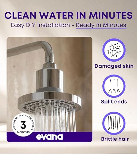 Evana Filtered Shower Head with Filters - Removes up to 99% Chlorine & Heavy Metals - High Pressure Shower Heads – Bathroom Accessories - Shower Filter - Rain Shower Head Filters - Chrome Showerhead - Image 7