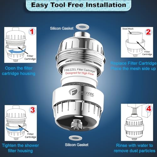 Pack of 2 FREZZEL Shower Filter Replacement Cartridges | Universal 17 Stage Shower Head Filter Refill for Showerhead Filter of Similar Design Hard Water Filter for Shower with Vitamin C Blocks Toxins - Image 6