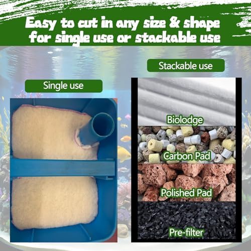 Aquarium Filter Floss 12 * 144 Inches, Cut to Fit Fish Tank Filter, Dual Density Aquarium Filter Pad, Pond Filter Media Roll Clear Water for Freshwater & Saltwater, Safe for Fish, Reef, Turtles - Image 6