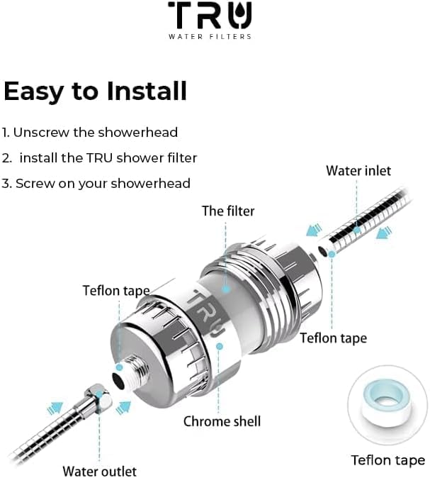 TRU High Output Shower Filter - Reduces Chlorine and other Harmful Sediments. Relieves dry and itchy skin, while Improving the health of your Hair, Skin, and Nails (Gold) - Image 4