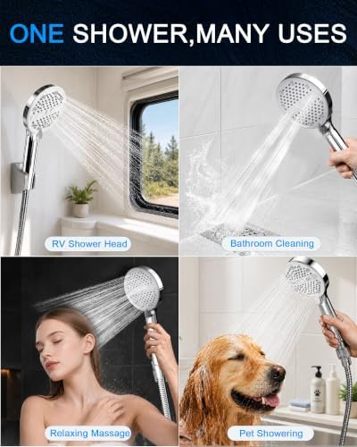 High Pressure Shower Head with Handheld, 5 Spray Modes, Chrome - Image 6