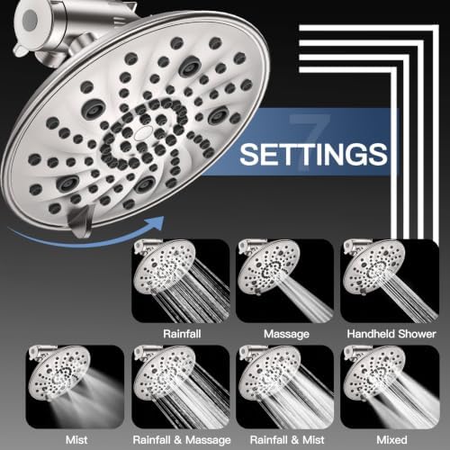 FEELSO Shower Head with Handheld Combo, 8" High Pressure Double Shower Head - Image 7