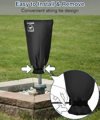 Enlarge Outdoor Faucet Cover for Winter Freeze Protection, 13” W x 25" H Hose Bib Covers Socks for Garden Lawn Faucets & Yard Hydrant, Reusable Long Insulated Spigot Cover, Black, 1 Pack - Image 6