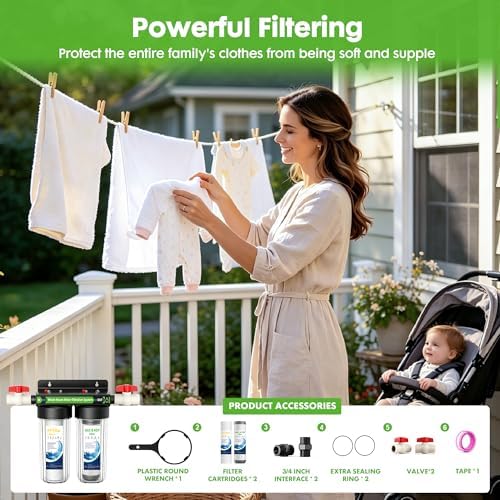 2 Stage Whole House Water Filter System with 3 Sets of Filters, 10"x2.5" - Image 6