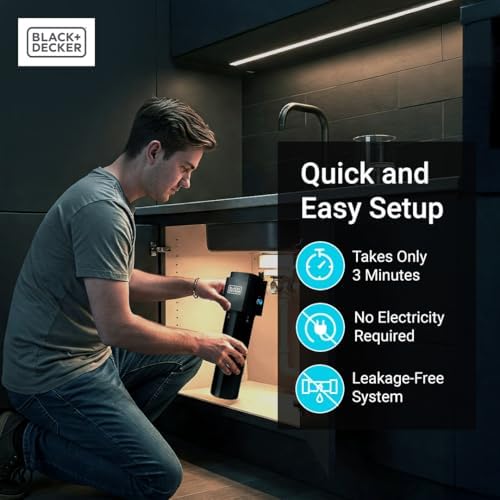 BLACK+DECKER Under Sink Water Filter 10" – NSF/ANSI 42 Certified,1-Year – Reduces CHLORAMINE, PFAS, PFOS, Lead, Chlorine, Bad Taste & Odor– Direct Connect Under Counter Water Filter for Kitchen Faucet - Image 6