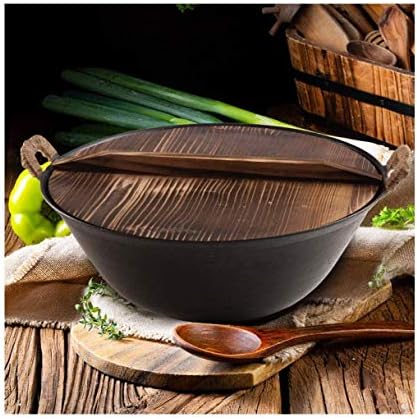 hand-made non-stick coated iron pan hard anodized cast iron material suitable for all stove tops cast iron pan/frying pan 34 cm (Color : B Size : 34cm) - Image 6