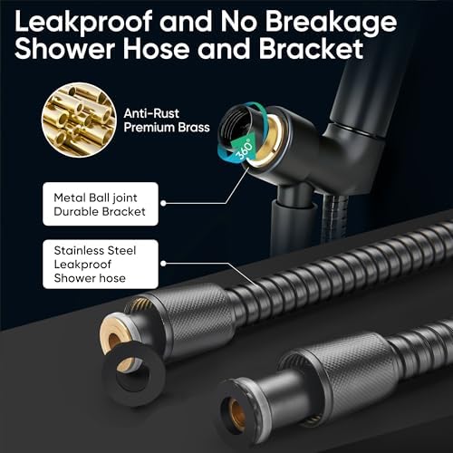 Cobbe 8-Setting Handheld Shower Head, Water-Saving Design, Matte Black - Image 6
