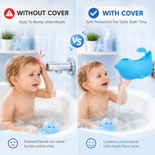 Soft Food Grade Silicone Baby Bath Set, Faucet Cover + Rinse Cup Toddlers - Image 7