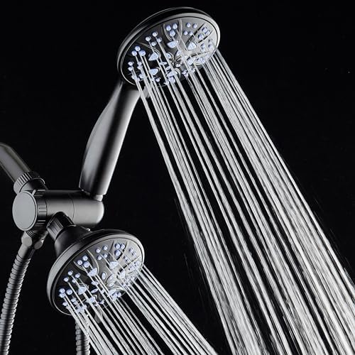 AquaDance Antimicrobial/Anti-Clog High-Pressure 30-setting Dual Head Combination Shower with Nozzle Protection from Growth of Mold, Mildew & Bacteria for a Healthier Shower – Sunset Blue - Image 7