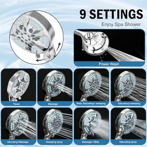 BESAQUO 9 Settings High Pressure Filtered Shower head with Handheld - Image 6