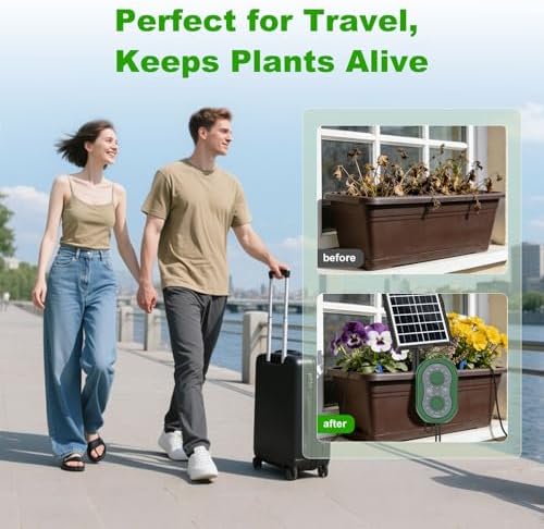 50FT Automatic Solar Drip Irrigation System, Solar Automatic Plant Waterer Kit, Supported 15 Pots, Indoor/Outdoor Irrigation Kit for Garden, Balcony & Patio Vacation Free - Image 7