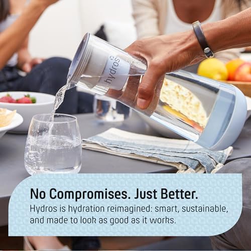 Hydros Water Filter Pitcher, 40 oz Slim Design, Patented Fast Flo Tech, Dishwasher Safe, Fills in Just 40 Seconds, BPA Free, 5 Cup Capacity, Blue - Image 6