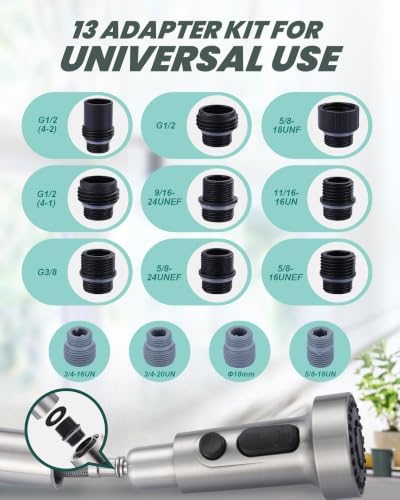 ARCORA Pull Down Kitchen Faucet Head Replacement with 13 Adapters, 3 Modes - Image 6