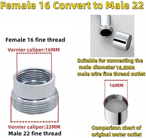 Faucet Adapter, Sink Hose Attachment for Faucet ,Extension Faucet Suitable for Connecting Sink Kitchen Bathroom Garden Faucet (female 5/8"-27T transform male 55/64"-27T) - Image 2