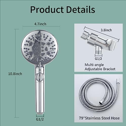 Handheld Shower Head with 79inch Extra Long Hose,ON OFF Switch. - Image 6