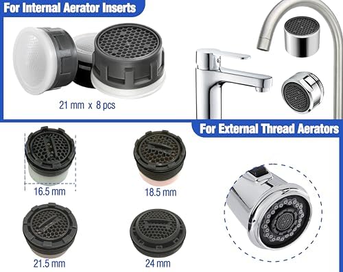 Faucet Aerator Kit for Kitchen & Bathroom,32PCS in 5 Sizes + 6 Aerator Keys - Image 6