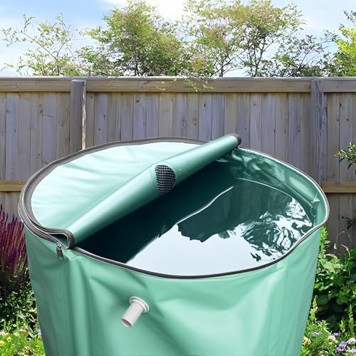 100 Gallon Rain Barrel Water Collection System, Collapsible Portable Water Storage Tank, Rainwater Collect System Downspout, Water Catcher Container with Filter Two Spigots and Overflow Kit - Image 6