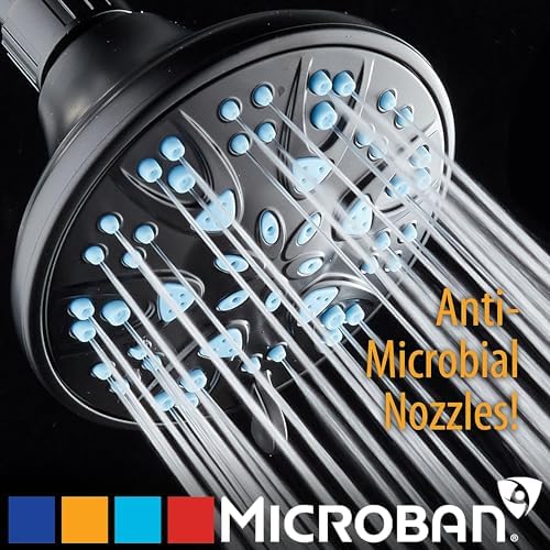 AquaDance Antimicrobial – Anti-Clog High-Pressure 6-Setting Head with Microban Nozzle Protection from Growth of Mold, Mildew & Bacteria for Stronger Shower 4", Aqua Blue Jets – 1.8 GPM - Image 7