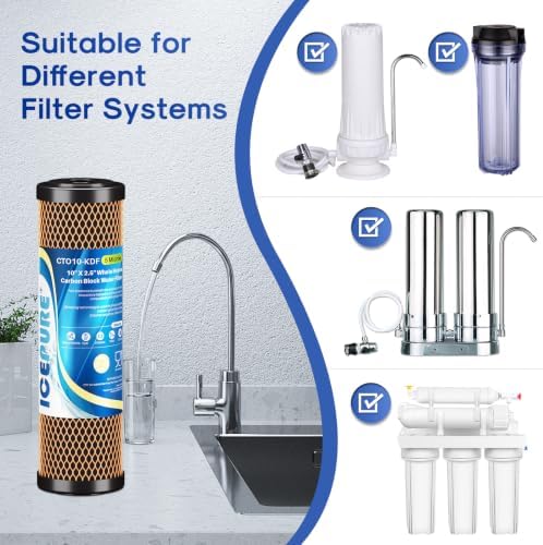 ICEPURE 5 Micron 2.5" x 10" Whole House Water Filter Coconut Shell Activated CTO Carbon and KDF Cartridge for Home, Compatible with WFPFC8002, WFPFC9001, FXWTC, SCWH-5, WHEF-WHWC, AMZN-SCWH-5, 4PACK - Image 7