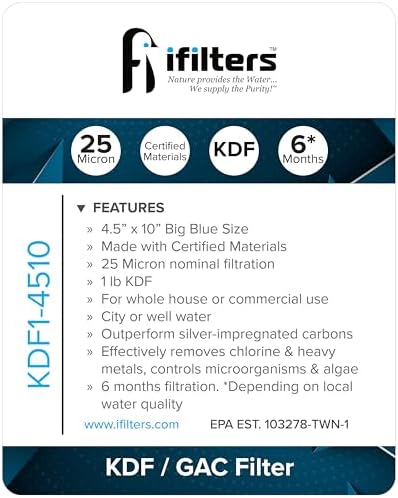 iFilters 25 Micron 4.5 x 10 GAC/KDF Water Filter, Fits Big Blue Housings - Image 2