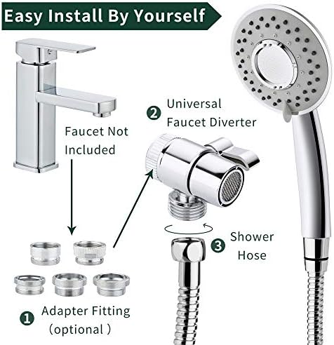 Sink Hose Shower Sprayer Attachment - Faucet Extension w/ 5 Adapters For Bathroom Bathtub, Kitchen Faucet, Utility Laundry Tub, Garden Hose Thread Spout For Delta, Moen, Kohler, American Standard - Image 6