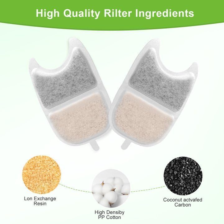 12 Sets Replacement Filters Compatible with Feelneedy 4L Wilreless Cat Water Fountain, 135 fl oz/4L Wilreless Cat Water Fountain Filters,Triple Filtration Pet Fountain Filter Replacement - Image 6