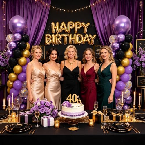 Purple and Black Gold Balloon Column Stand Kit Set of 2 for Floor - Image 7